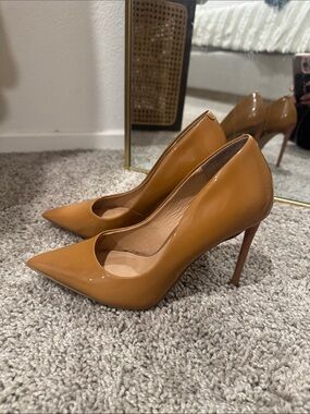 Steve Madden Pointed Patent Stiletto Pumps in Cognac